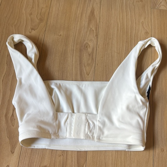 White Sports Bra with Black Trim - Picture 3 of 7